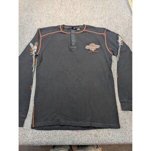 Harley-Davidson Shirt Mens Extra Large Black Thermal Henley Las Vegas Cafe